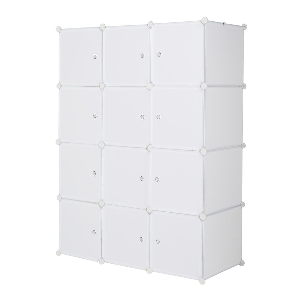 Ktaxon Portable Closet 12-Cube DIY, Clothes Organizer Storage Shelves, Plastic Bookshlef Wardrobe Cabinet, White