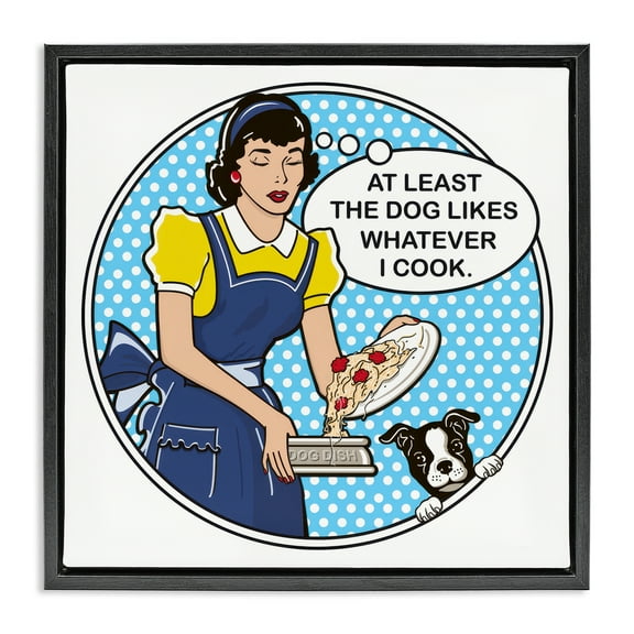 Stupell Industries Funny Vintage Dog Phrase Animals Painting Black Floater Framed Canvas Art Print Wall Art, 18 x 18