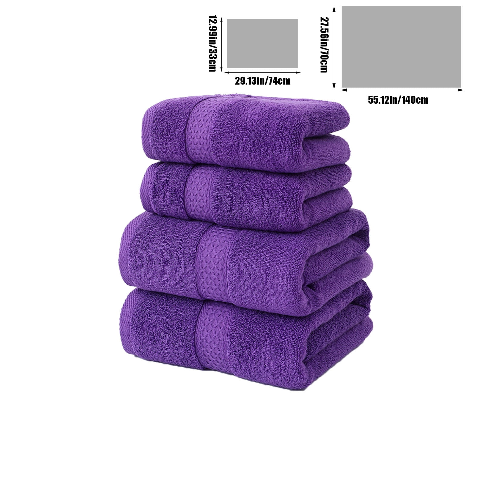 Elainilye Cotton Towels for Bathroom, 4-Pack Ultra Soft & Absorbent Towel - Includes 2 Hand Towels, 2 Bath Towels for Bathroom Spa Hotel Home Use, Purple