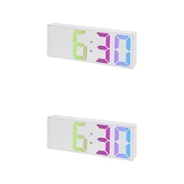 Unique Bargains 2 Pcs Small Alarm Clock Temperature Mirror White Mirror