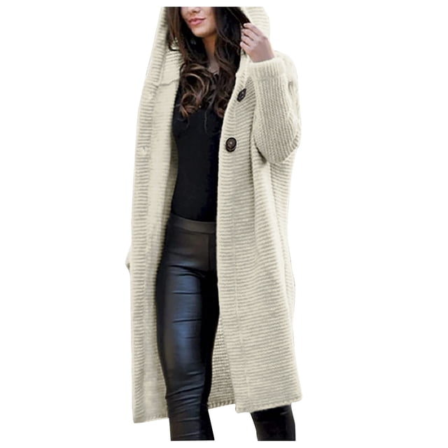 DondPO Cardigans pour Femmes Cardigan Côtelé pour Femmes Pulls à Manches Longues Cardigan à Capuche en Tricot pour Femmes Cardigans en Tricot pour Femmes Beige S Liquidation!