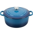 thumbnail image 1 of Olla holandesa de hierro fundido esmaltado con tapa para cocinar y hornear pan, 5.5 cuartos, color azul lago, 1 of 5