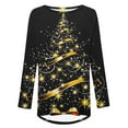 thumbnail image 5 of Bcresic Christmas Tree Tops Tunics for Women to Wear with Leggings, Casual Loose Fit Crewneck Pullover Long Sleeve Shirts Trendy Glitter Xmas Tree Tshirt Cute Going Out Blouse,#05_Yellow,Large, 5 of 5