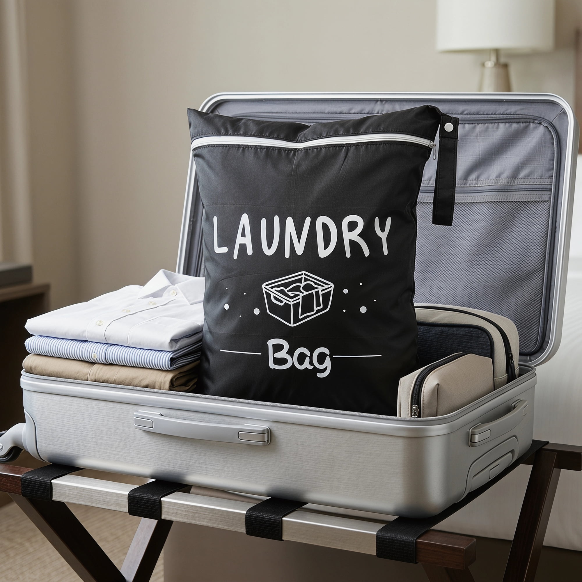 Unique Bargains 2Pcs Waterproof Wet Dry Lightweight Mesh Laundry Bag Black 15" x 18.9"