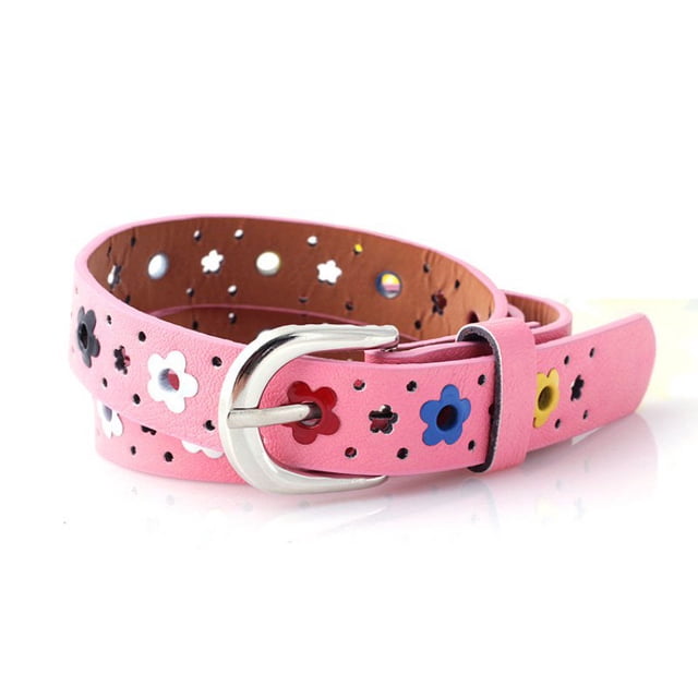 Ceinture Réglable en Similicuir à Fleurs Creuses pour Enfants