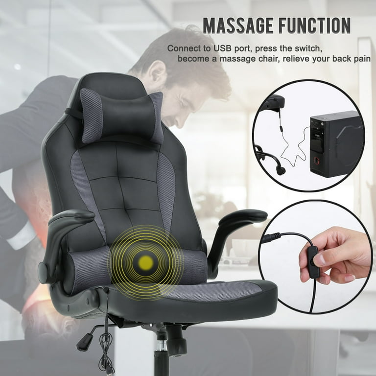 Bigzzia High-Back Gaming Chair PC Office Chair Computer Racing Chair PU  Desk Task Chair Ergonomic Executive Swivel Rolling Chair with Lumbar Support  for Back Pain Women, Men (Red) 