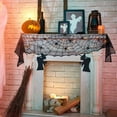 thumbnail image 5 of Halloween Decoration Black Spider Web Lace Fireplace Cloth With Lights Polyester Antependium, Cloth Black, 5 of 8