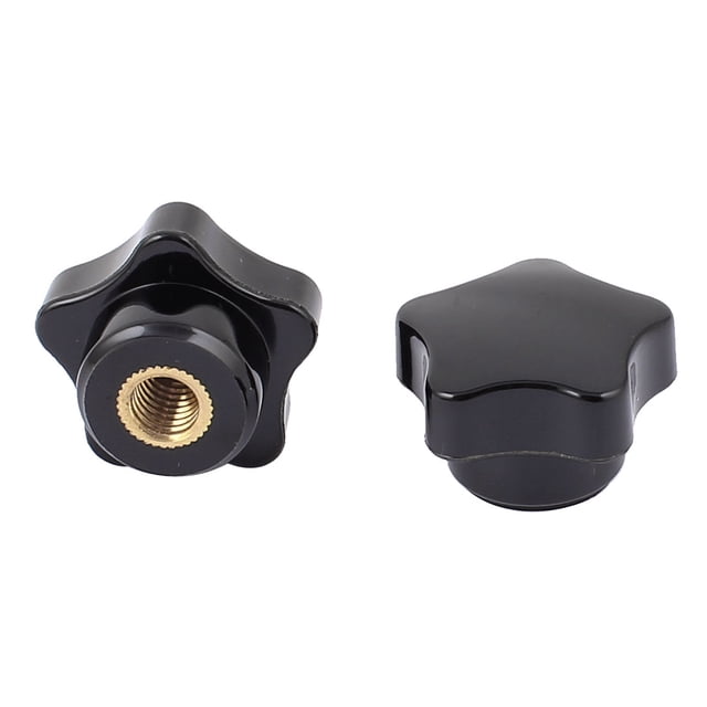 Unique Bargains M8 Female Threaded Black Plastic Star Head Screw on Type Clamping Nuts Knob 2pcs