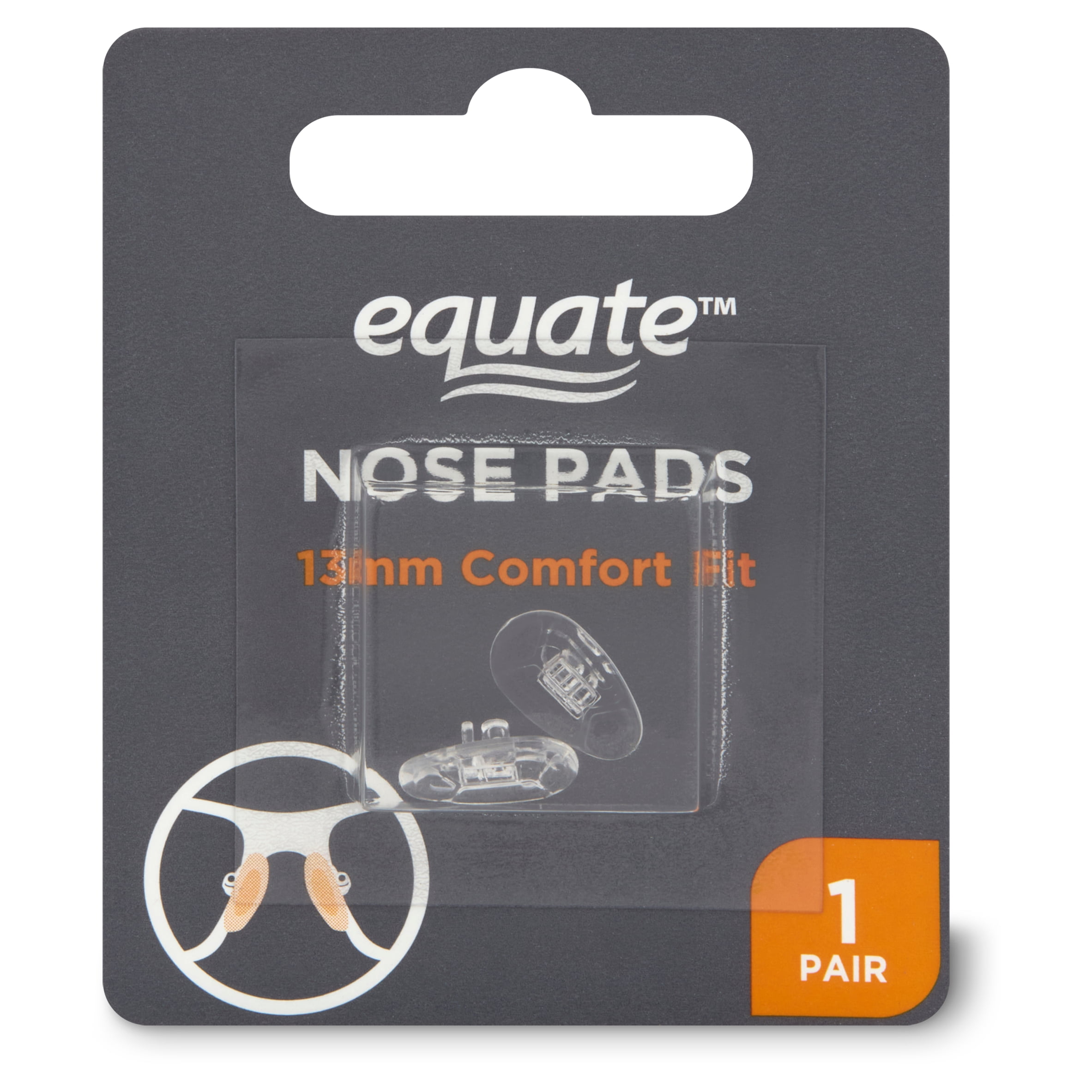 Equate Clear 13mm Silicone Comfort Fit Replacement Nose Pads, 1 Pair