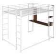 thumbnail image 4 of imerelez Full Size Metal Loft Bed with 2 Shelves and one Desk ,White, 4 of 9