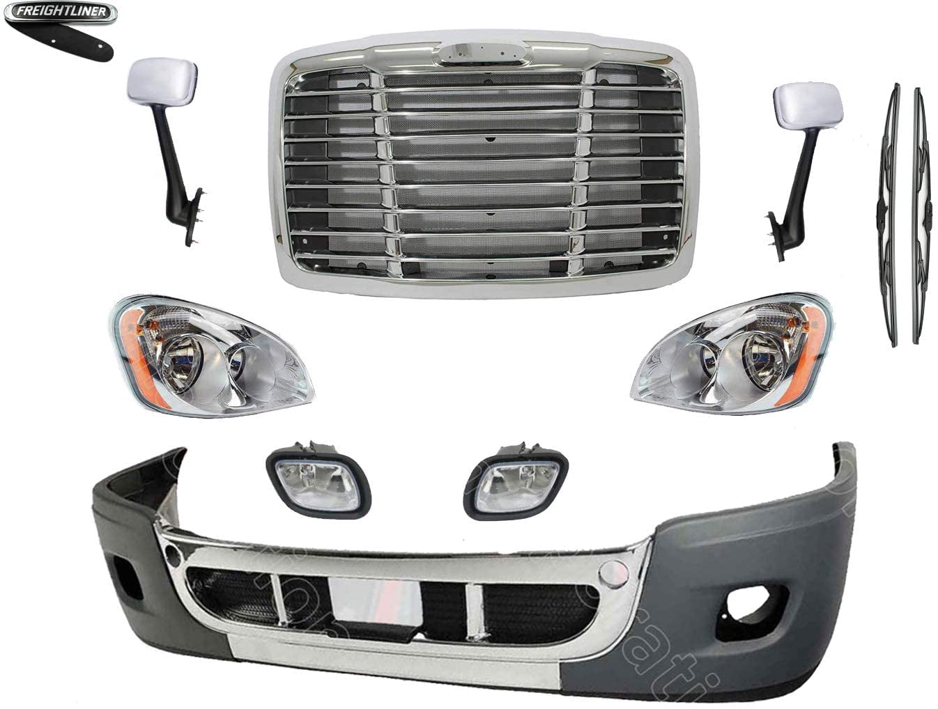 Kozak Freightliner Cascadia 20082016 Chrome Bumper with Fog Light