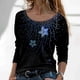 thumbnail image 2 of Moda mujer Casual impresión cuello redondo manga larga suelta camiseta otoño blusa pulóver Tops Pompotops  FGAJ6118, 2 of 5