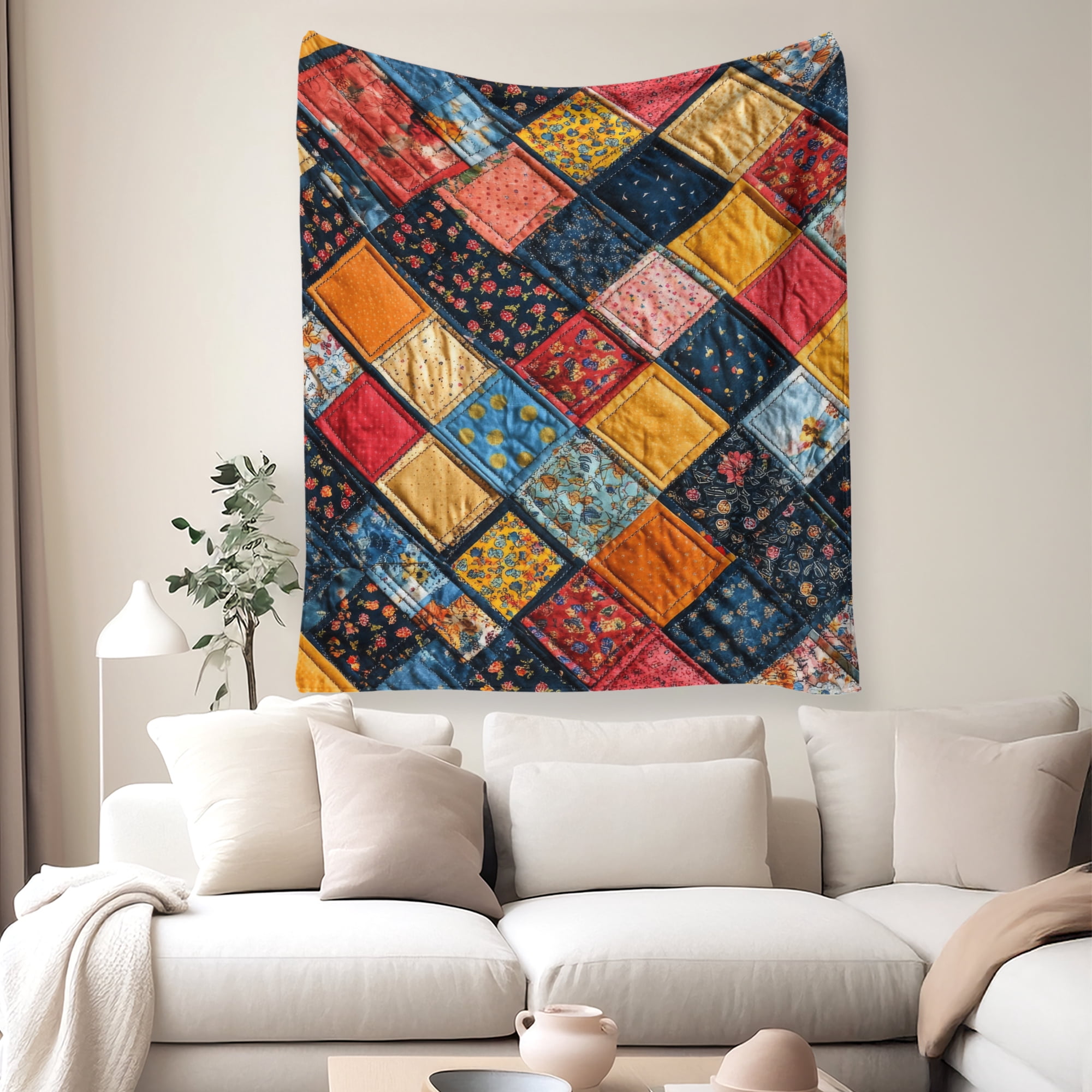 Flannel Fleece Twin Blanket, Soft Large Twin Blanket, Lightweight Cozy Plush Twin Blanket Fit Sofa Bed, 60"x80", Patchwork Floral Pattern