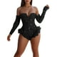 thumbnail image 2 of Gibobby pantalones siameses color liso Mono plumas con cuentas(Negro， M), 2 of 4