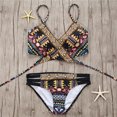 thumbnail image 1 of Bikini azteca de estilo vendaje para mujer, traje de baño Sexy con tiras, ropa de baño, ropa de playa, Bikini brasileño 2022, 1 of 5