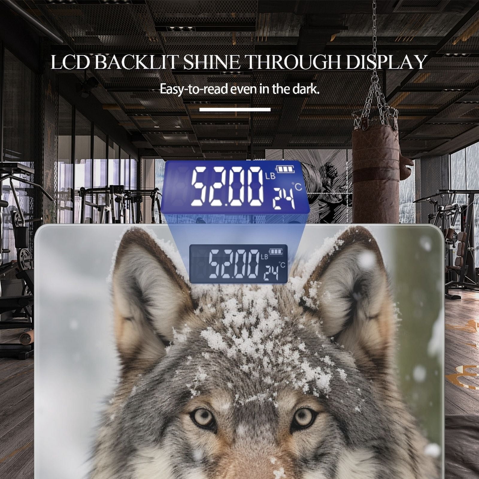 Bathroom Scale, Highly Accurate Digital Body Scale,Precisely Measures Weight up to 400 lbs-The Wolf Has Snow On Its Head And Face