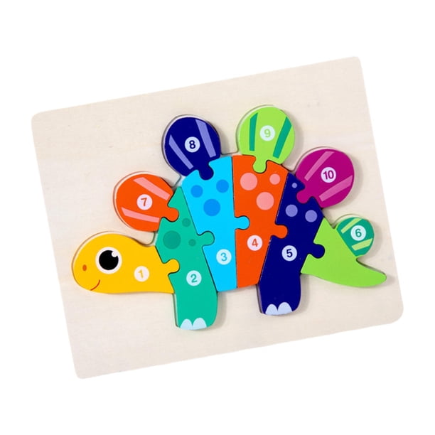 Rompecabezas de madera para bebés, juguete educativo para preescolar, aprendizaje de habilidades motoras finas, lindo Estegosaurio