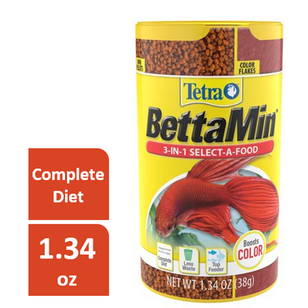 Tetra BettaMin Select-A-Food Flakes, Betta Fish Food, 1.34