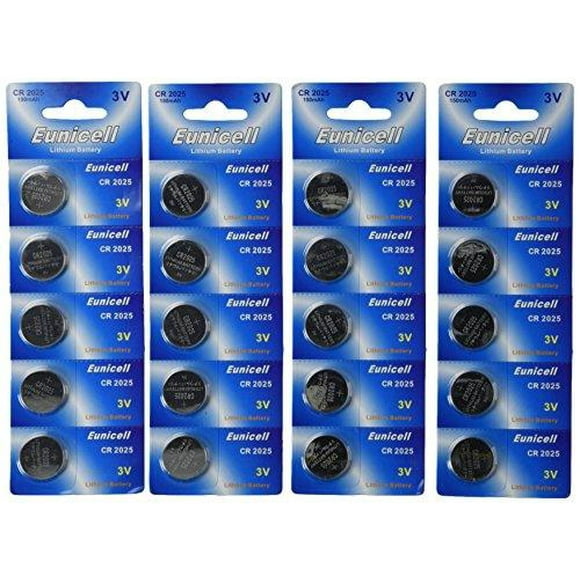 Eunicell Batteries CR2025 5003LC Lithium Blister 3V 3 Volts (20 pcs)