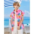 thumbnail image 2 of Lanbubble Boy's Button Down Hawaiian Shirts Short Sleeve Aloha Shirt Pineapple Printed Tops, 2 of 6