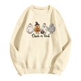 thumbnail image 4 of Sweatshirt for Women Oversized Halloween Chick Or Treat Graphic Crew Neck Long Sleeve Pullover Streetwear Holiday Top Fall Spring Outfits Beige L, 4 of 4