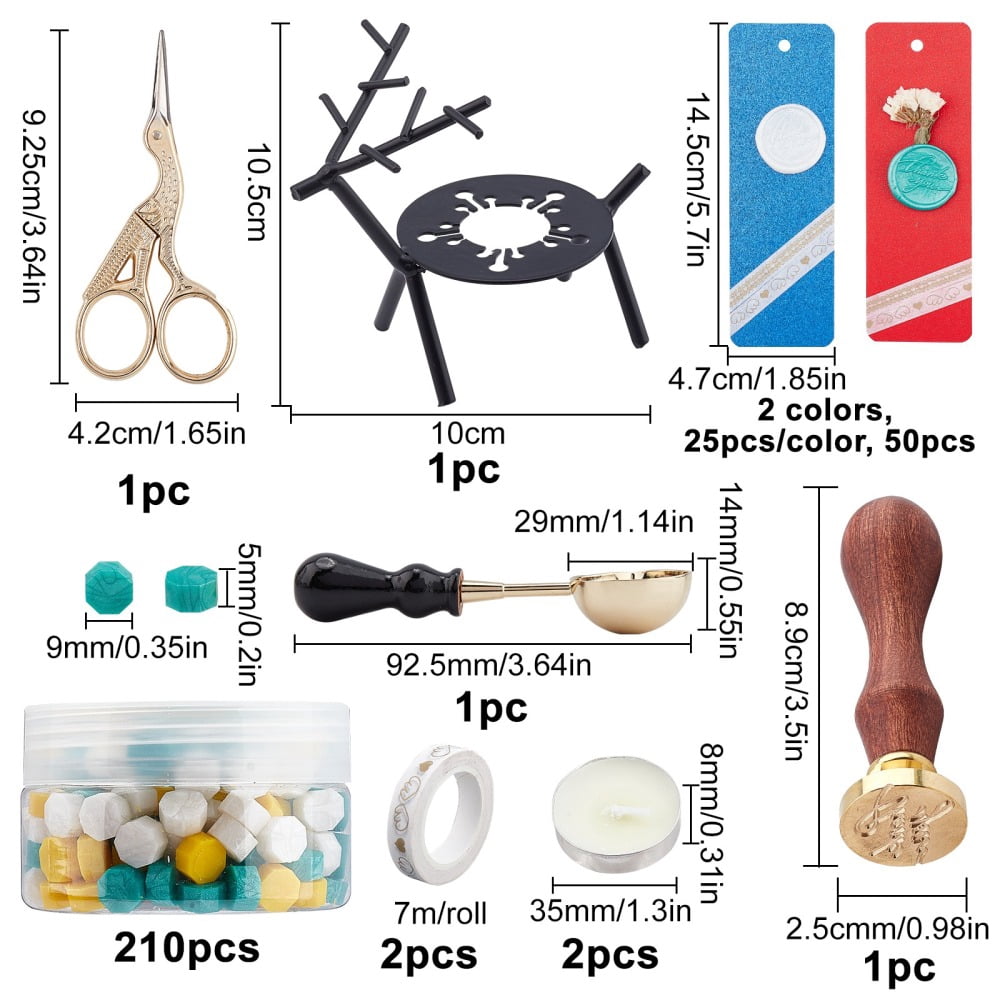DIY Scrapbook Making Kits Including Iron Wax Furnace Brass Spoon Sealing Wax Particles Blank Kraft Paper Card Stainless Steel Scissors Candle