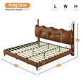 thumbnail image 5 of GDF Studio King Wooden Bed Frame with Faux Leather Upholstered Button Headboard, 5 of 9