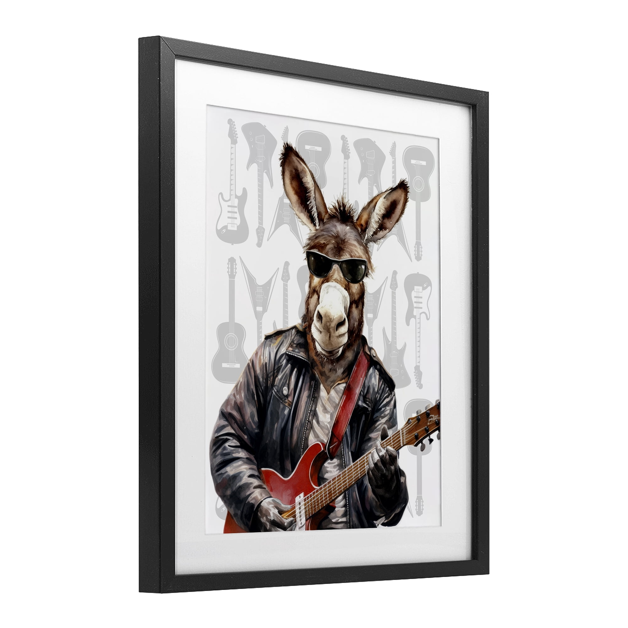 Stupell Industries Performing Musician Donkey Black Framed Print Under Glass, design by CAD Designs