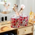 thumbnail image 3 of Yayeee 2 Pack Qtip Holder Bathroom Cotton Swab Canister with Lid Clear Dispenser Set, Pink and Red Flowers, 3 of 6