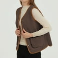 thumbnail image 3 of Women's Vest Outerwear Sleeveless Lightweight Zip Jackets Warm Soft Vests with Zipper/Botton Pockets Jackets for 2025 Trendy,Color:Coffee,Size:XXL, 3 of 5