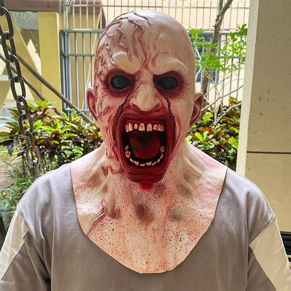 Scary Halloween Mask Latex Full Neck Coverage Halloween for Haunted House Decor Creepy Halloween Decorations Spooky Halloween Party and Graveyard Displays 1 Pack