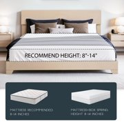 Einfach King Size Beige Fabric Upholstered Bed Frame with Adjustable Headboard, No Box Spring Needed, Low