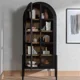 thumbnail image 1 of Estantería de arco americano, aparador negro personalizable de madera maciza nórdica para el hogar con puerta de vidrio, 1 of 4