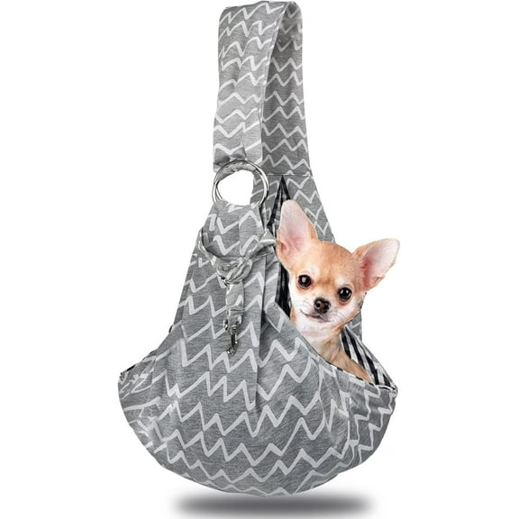 Pet Carrier,Hands Free Reversible Pet Sling Backpack with Adjustable Strap Wrap Up to 12 Pounds and a Pocket Safety Belt, for Small Dogs Cats Hand Free Travel