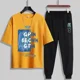 thumbnail image 4 of Conjuntos de pantalones para correr, chándal estampado, ropa para hombre, camiseta blanca, camiseta con alfabeto para hombre, trajes deportivos de algodón, manga corta, baratos, 4 of 5