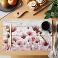 thumbnail image 2 of Watercolor Pink Flowers Placemats Set of 6 Spring Flowers Botanical Wood Grain Place Mats Indoor Wipeable Table Mats Washable Dining Table Placemats for Kitchen Holiday Party Home Decor 13x19 Inch, 2 of 9