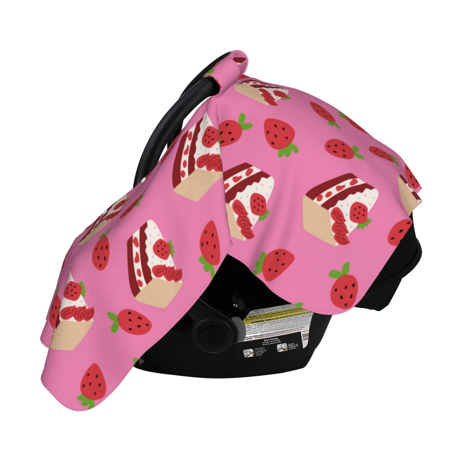 Naloa Strawberry Cake Baby Car Seat Cover, Breathable Baby Carrier Cover, Multiuse Baby Carrier Cover & Nursing Breastfeeding Cover