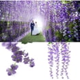 thumbnail image 4 of 12 Branches/Bunch Artificial Wisteria Garland,Simulation Wisteria Flowers Hanging Wall Silk Flower Vine for Wedding Home Party Garden Outdoor Decoration,White, 4 of 7