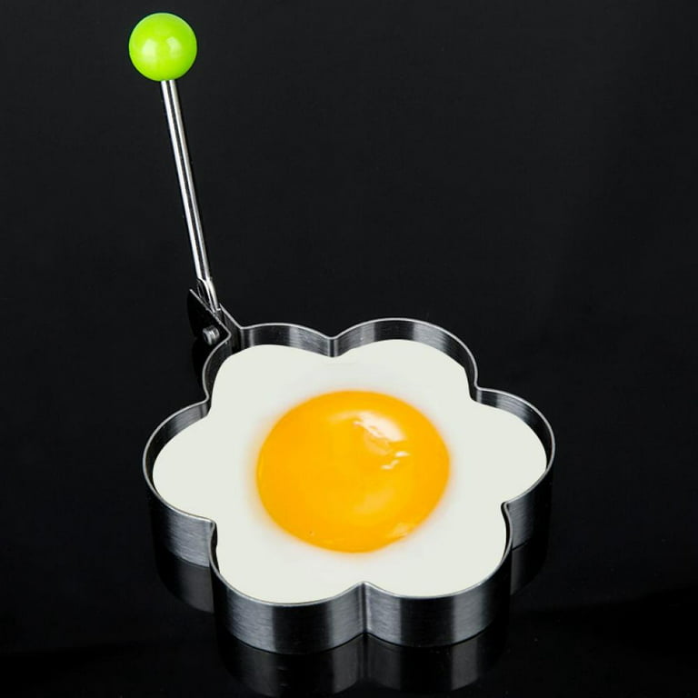Kernelly Fried Egg Rings Mold Non Stick for Griddle Pan, Egg Shaper Pancake Maker with Handle, Stainless Steel Egg Form for Frying Cooking, Size: Flower