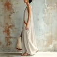 thumbnail image 5 of YuXingFu Womens Cotton Summer Dresses Casual Maxi V-Neck Plus Size Womens Dress Sleeveless with Pocket Long Casual Summer White XL, 5 of 9