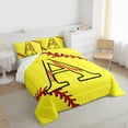thumbnail image 3 of Homewish Initial A Letter Bedding Comforter Set for Teen, Baseball Sports Lover Twin Comforter Sets, Cartoon Softball Print Reversible Bedding Set, Breathable Home Decor, 2-Piece, 3 of 8