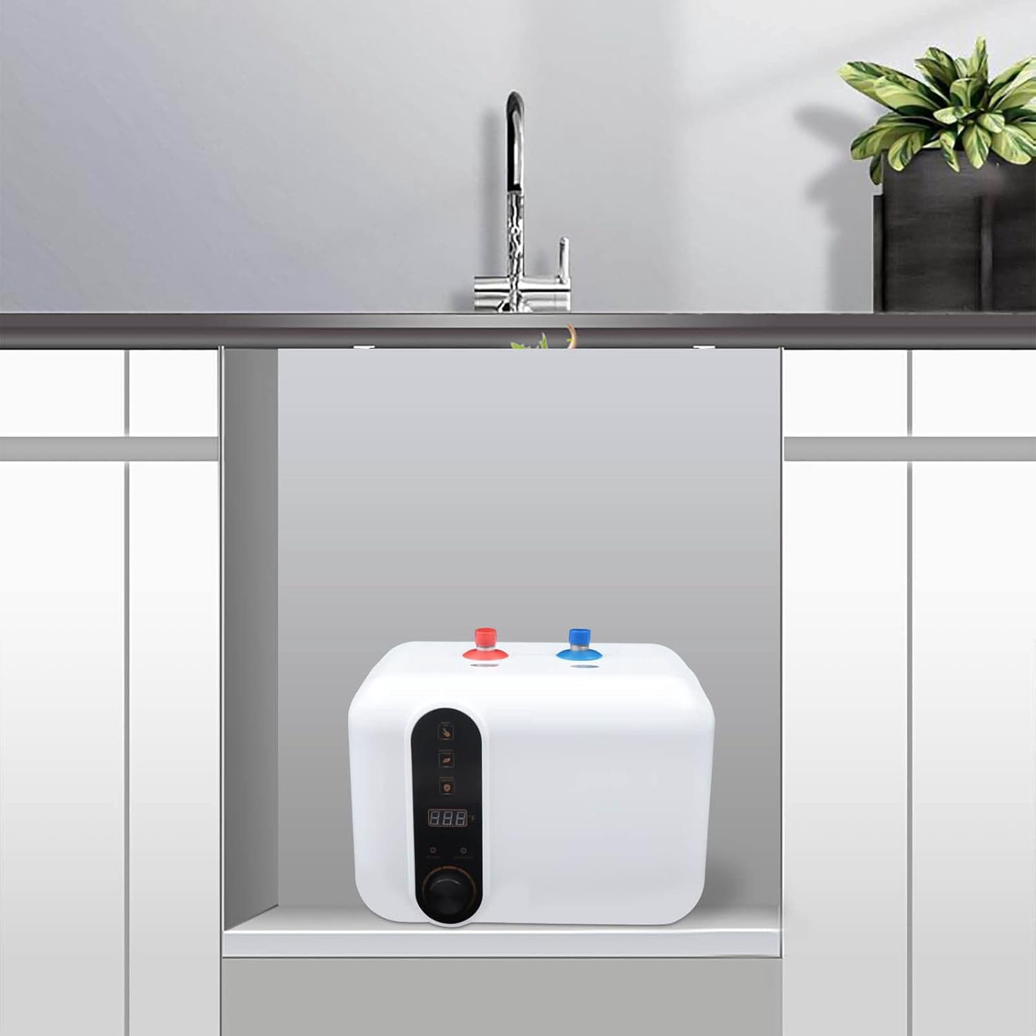 10L Electric Hot Water Heater, 110V Electric Water Heater smart RV 2.6-Gallon, Electric Hot Water Heater Small Compact Tank Storage, Instant Electric Hot Water Heater, White