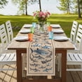 thumbnail image 4 of Table Runners 48 Inches Long Dress Scarves, Ocean Sharks Farmhouse Kitchen/Dining Table Runner, Short Coffee Tablerunners, Vintage Coastal Underwater Animals Brown 13x48 Inch, 4 of 9