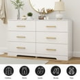 thumbnail image 4 of 6 Drawer Dresser, Modern Dresser for Bedroom with Spacious Countertop, Wood Storage Cabinet for Bedroom, Living Room, Entryway,White, 4 of 7