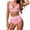 Pink, variant on Push Up Swimsuits for Women High-Waisted Bikini Set Deep V Halter Swimwear Tummy Control 2 Piece Bathing Suit, Black