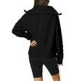 thumbnail image 3 of INSPIRE CHIC Women 's Long Sleeve Half Zip V Neck Collar Ribbed Knitted Sweaters Jumper Top XL Black, 3 of 6
