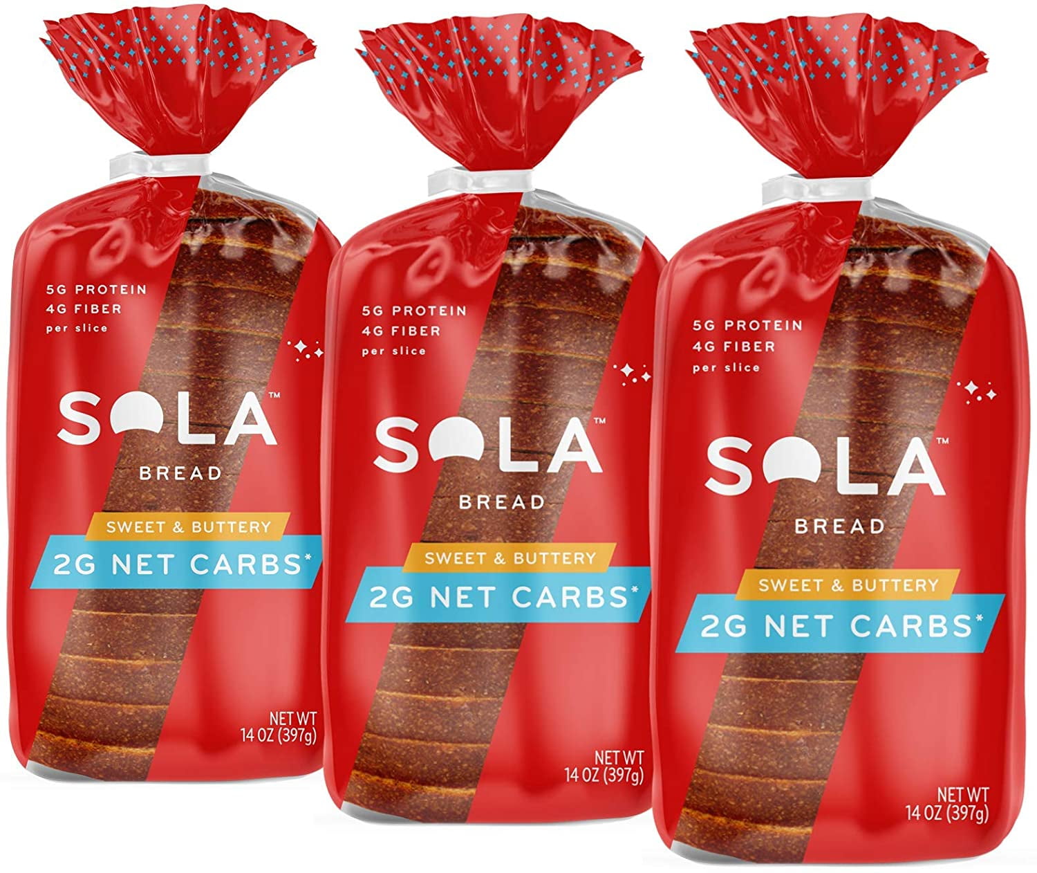 Sola Sweet And Buttery Bread Low Carb Low Calorie Reduced Sugar 5g Protein Per Slice 14 Oz Loaf Of Sandwich Bread Pack Of 3 Walmart Com Walmart Com