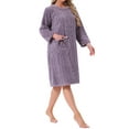 thumbnail image 4 of INSPIRE CHIC Womens Flannel Nightgown Fuzzy Fleece Sleepdress O Neck Pullover Winter Loungewear with Pocket M Purple, 4 of 6