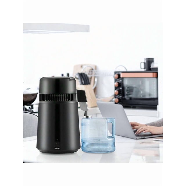 Water Distiller, 6L 1.6 Gallon Larger Pure Water Purifier Filter For Home Table Countertop, 900W Glass Pot Distilled Maker, Stainless Steel Interior Drinking Machine To Make Clean Waters, Silver