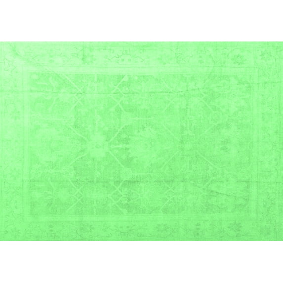 Ahgly Company Indoor Rectangle Abstract Emerald Green Modern Area Rugs, 7' x 9'